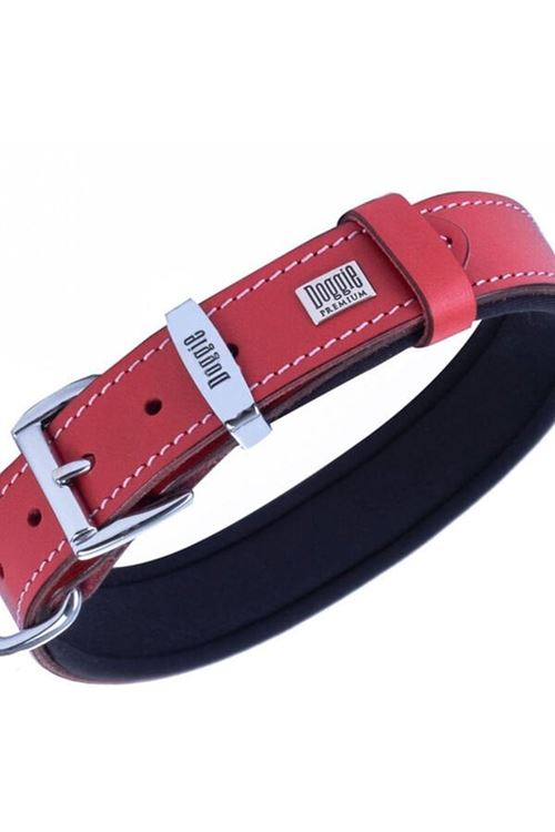 Doggie Konfor Deri Köpek Boyun Tasması Medium Kırmızı 3x42 50 Cm