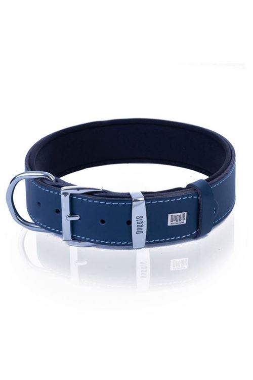 Doggie Konfor Deri Köpek Boyun Tasması Medium Royal Mavi 3.5x52 60 Cm