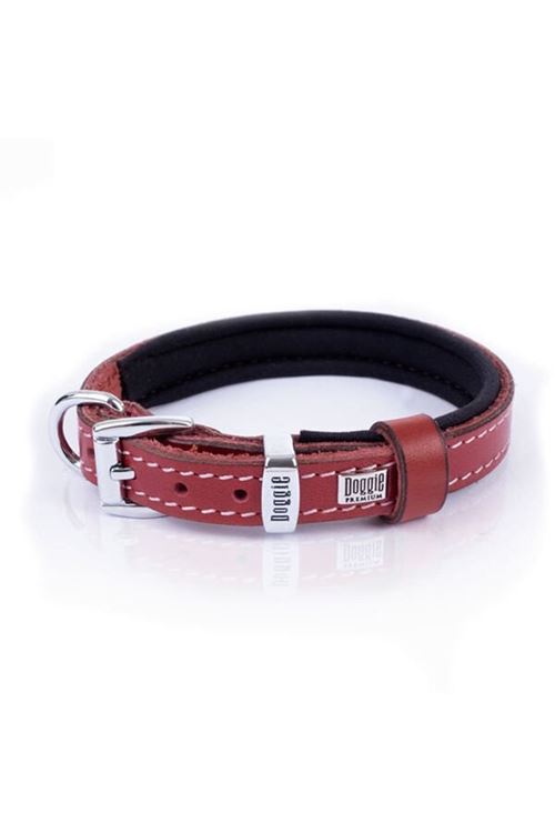 Doggie Konfor Deri Köpek Boyun Tasması Medium Kırmızı 1.5x25-30 Cm