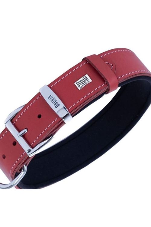 Doggie Konfor Deri Köpek Boyun Tasması Medium Kırmızı 3.5x52 60 Cm