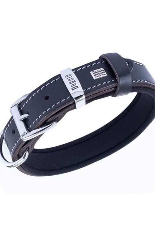 Doggie Konfor Deri Köpek Boyun Tasması Medium Siyah 2.5x37-45 Cm