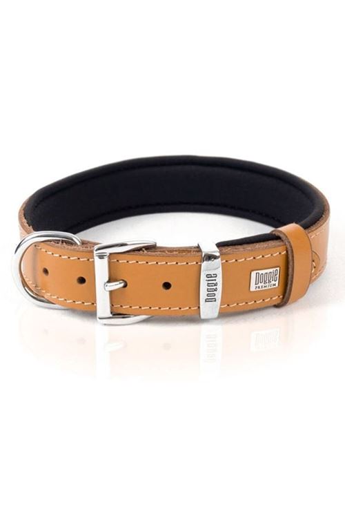 Doggie Konfor Deri Köpek Boyun Tasması Medium Camel 3x42-50 Cm