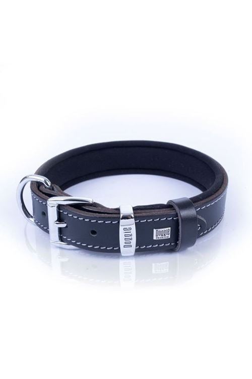 Doggie Konfor Deri Köpek Boyun Tasması Medium Siyah 2.5x37-45 Cm