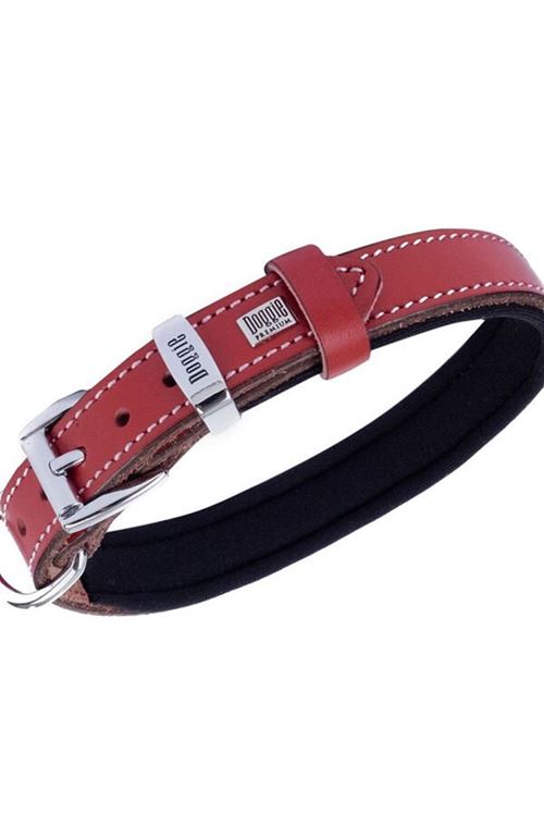 Doggie Comfort Deri Nazar Boncuklu Köpek Boyun Tasması Medium Kırmızı 2x35-40 Cm