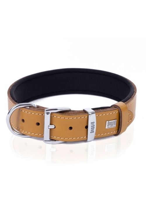 Doggie Konfor Deri Köpek Boyun Tasması Medium Camel 3.5x52-60 Cm