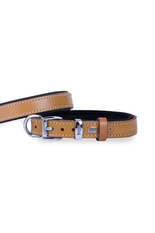Doggie Konfor Deri Köpek Boyun Tasması Medium Camel 2x35-40 Cm