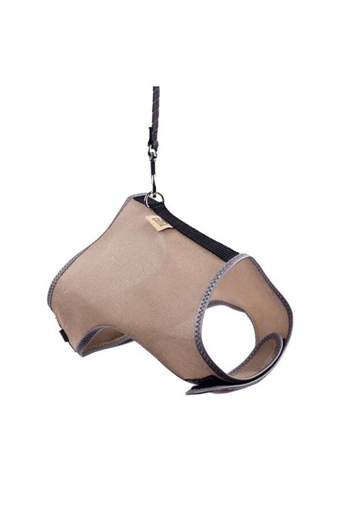 Cattie Havalı Dokuma Kedi Göğüs ve Gezdirme Takımı Large Bej 1.5x30-40 Cm