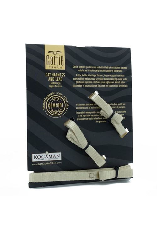 Cattie Kedi Göğüs ve Gezdirme Tasma Takımı Haki 1x25-40 Cm
