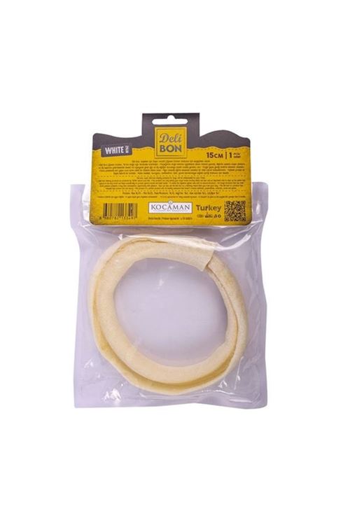 Delibon Deri El İşi Simit Kemik Köpek Ödülü Beyaz 15 Cm 1 Adet