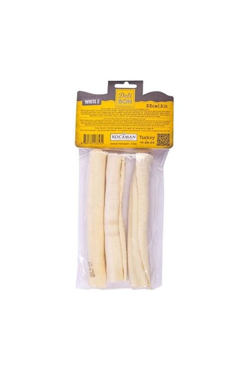 Delibon Deri El İşi Dürüm Doğal Kemik Köpek Ödülü Beyaz 22 Cm 3 Adet