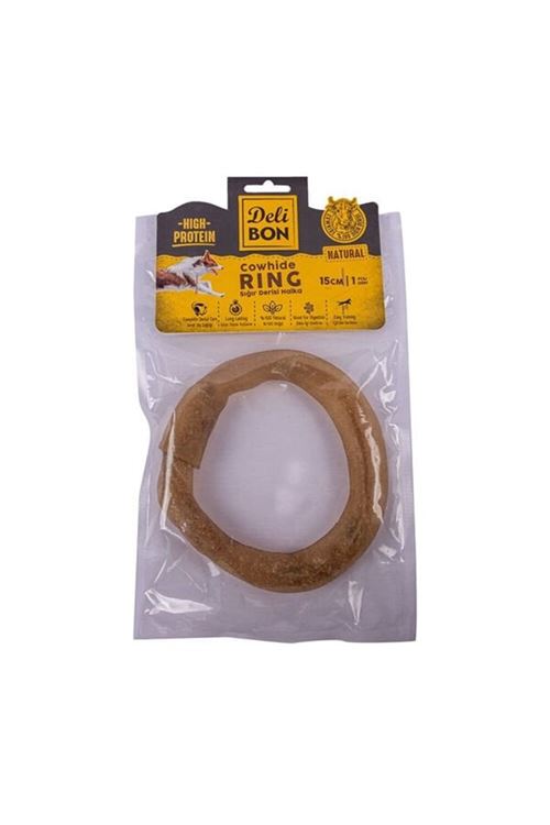 Delibon Deri El İşi Simit Kemik Köpek Ödülü Naturel 15 Cm 1 Adet
