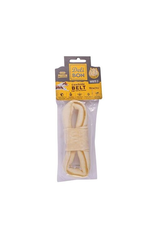 Delibon Deri El İşi Kemer Doğal Kemik Köpek Ödülü Beyaz 15 Cm 1 Adet