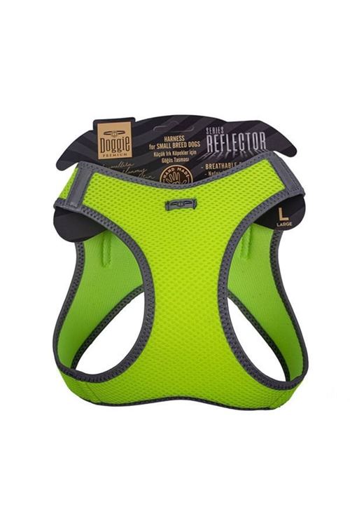 Doggie Havalı Dokuma Reflektör Küçük Irk Köpek Göğüs Tasması Large Sarı 42-48 Cm