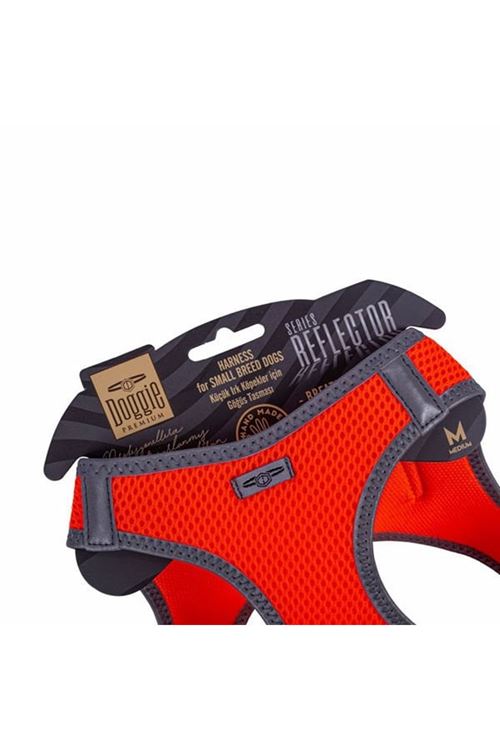 Doggie Havalı Dokuma Reflektör Küçük Irk Köpek Göğüs Tasması Medium Turuncu 38-44 Cm