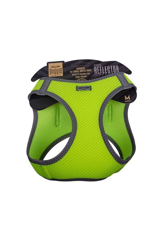 Doggie Havalı Dokuma Reflektör Küçük Irk Köpek Göğüs Tasması Medium Sarı 38-44 Cm