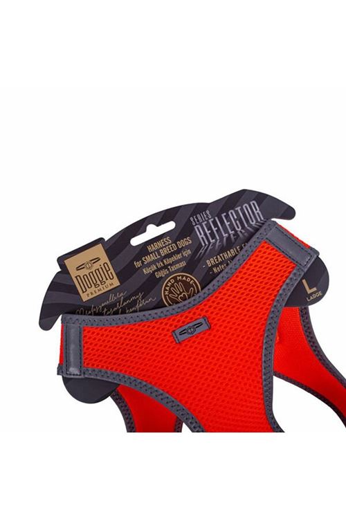 Doggie Havalı Dokuma Reflektör Küçük Irk Köpek Göğüs Tasması Large Turuncu 42-48 Cm