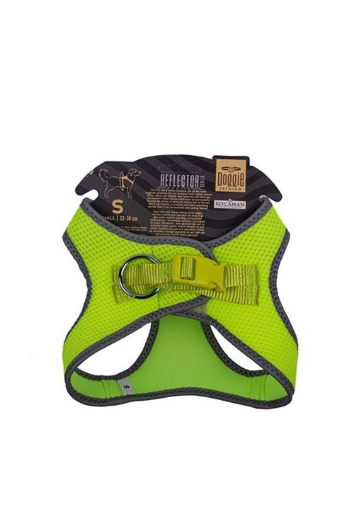 Doggie Havalı Dokuma Reflektör Küçük Irk Köpek Göğüs Tasması Small Sarı 32-38 Cm