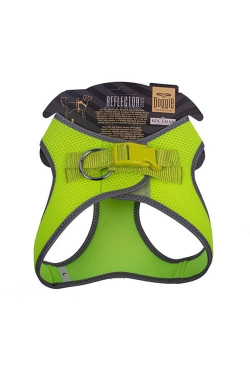 Doggie Havalı Dokuma Reflektör Küçük Irk Köpek Göğüs Tasması Large Sarı 42-48 Cm