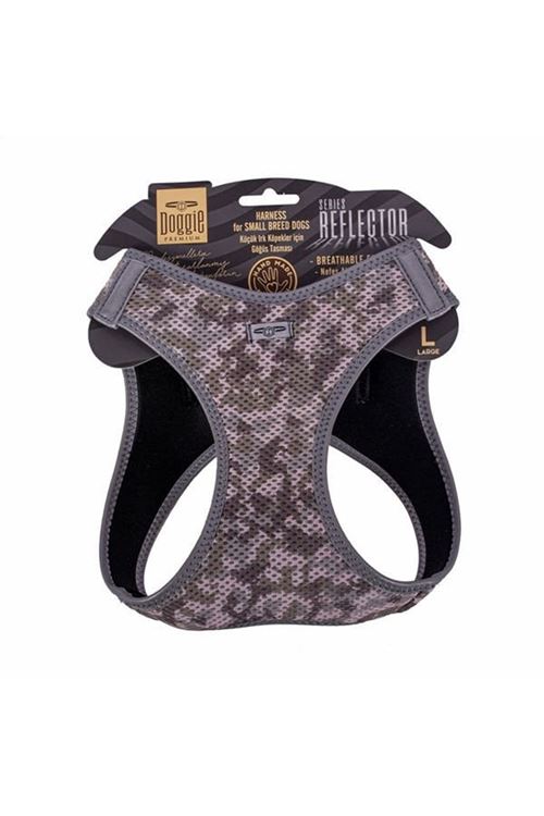 Doggie Havalı Dokuma Reflektör Küçük Irk Köpek Göğüs Tasması Large Kamuflaj 42-48 Cm