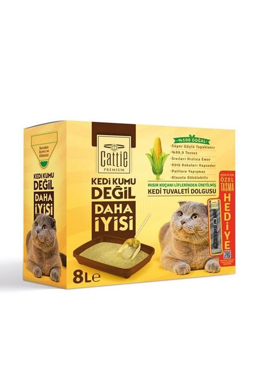 Cattie Süper Topaklanan Mısır Koçanı Kedi Tuvaleti Dolgusu 8 Lt