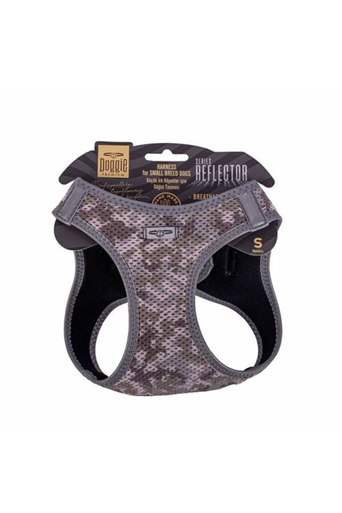 Doggie Havalı Dokuma Reflektör Küçük Irk Köpek Göğüs Tasması Small Kamuflaj 32-38 Cm