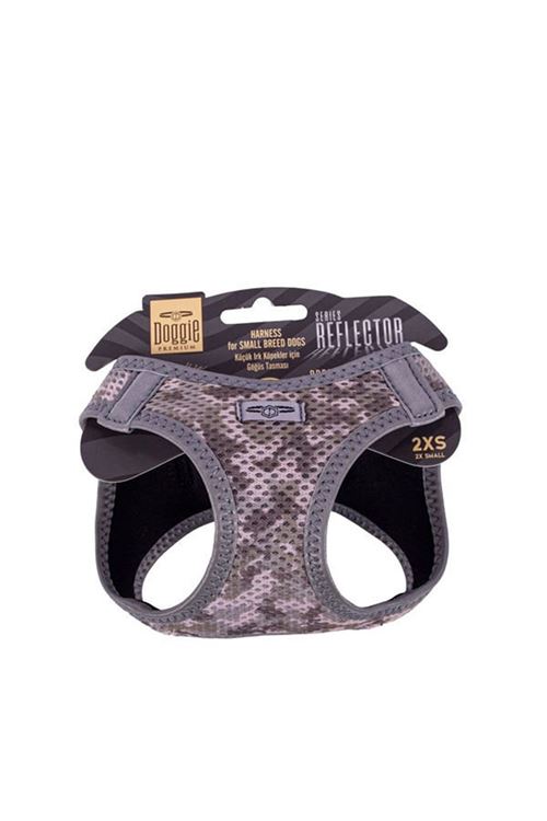 Doggie Havalı Dokuma Reflektör Küçük Irk Köpek Göğüs Tasması Xxsmall Kamuflaj26-30 Cm