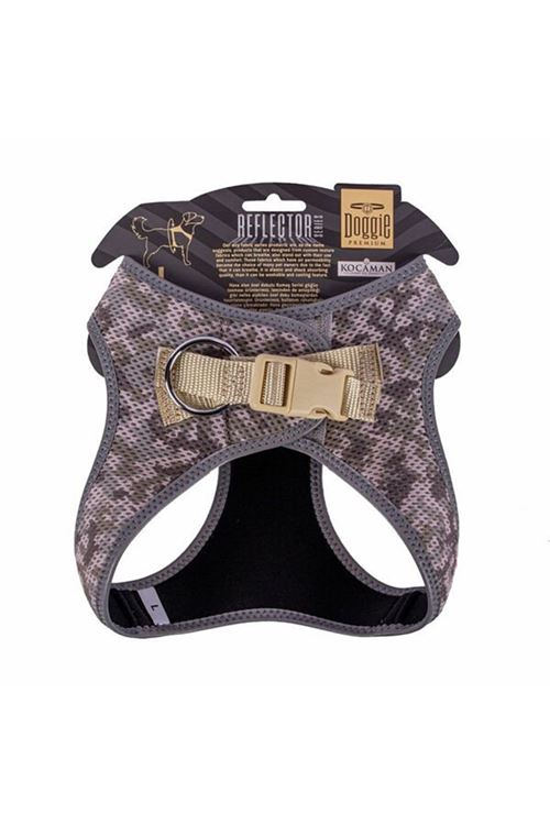 Doggie Havalı Dokuma Reflektör Küçük Irk Köpek Göğüs Tasması Large Kamuflaj 42-48 Cm