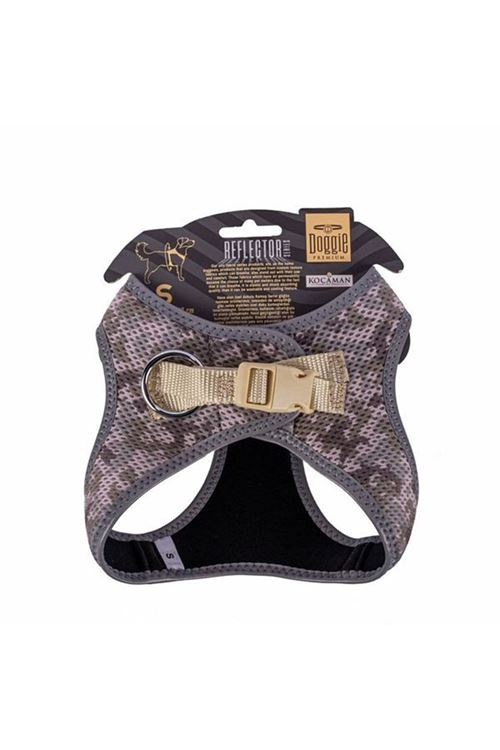Doggie Havalı Dokuma Reflektör Küçük Irk Köpek Göğüs Tasması Small Kamuflaj 32-38 Cm