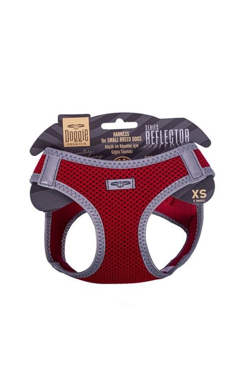 Doggie Havalı Dokuma Reflektör Küçük Irk Köpek Göğüs Tasması Xsmall Kırmızı 30-34 Cm