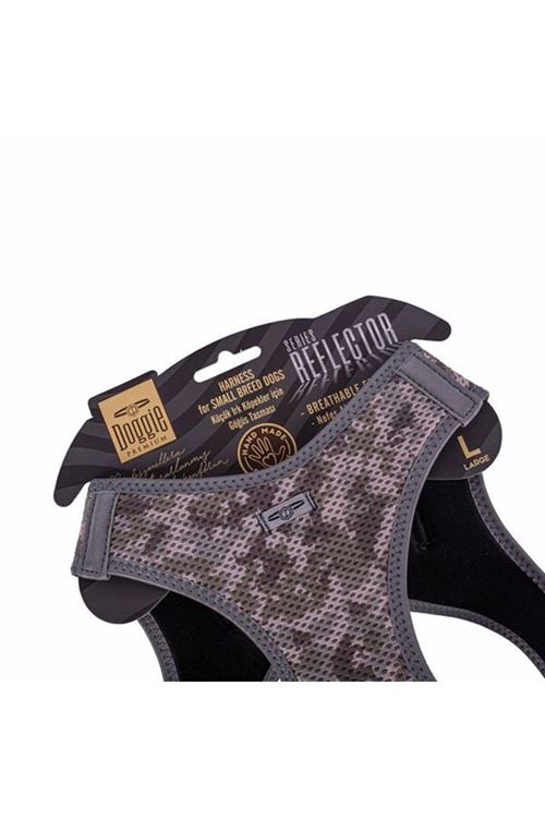 Doggie Havalı Dokuma Reflektör Küçük Irk Köpek Göğüs Tasması Large Kamuflaj 42-48 Cm