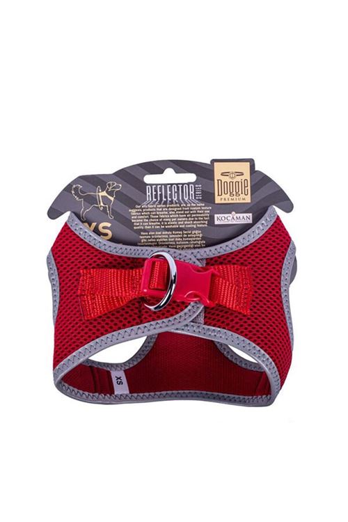 Doggie Havalı Dokuma Reflektör Küçük Irk Köpek Göğüs Tasması Xsmall Kırmızı 30-34 Cm