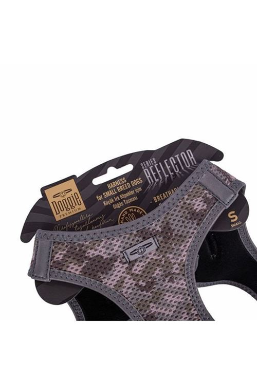 Doggie Havalı Dokuma Reflektör Küçük Irk Köpek Göğüs Tasması Small Kamuflaj 32-38 Cm
