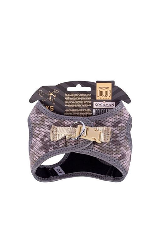 Doggie Havalı Dokuma Reflektör Küçük Irk Köpek Göğüs Tasması Xxsmall Kamuflaj26-30 Cm