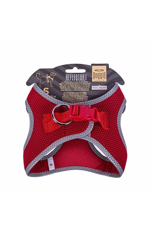 Doggie Havalı Dokuma Reflektör Küçük Irk Köpek Göğüs Tasması Small Kırmızı 32-38 Cm
