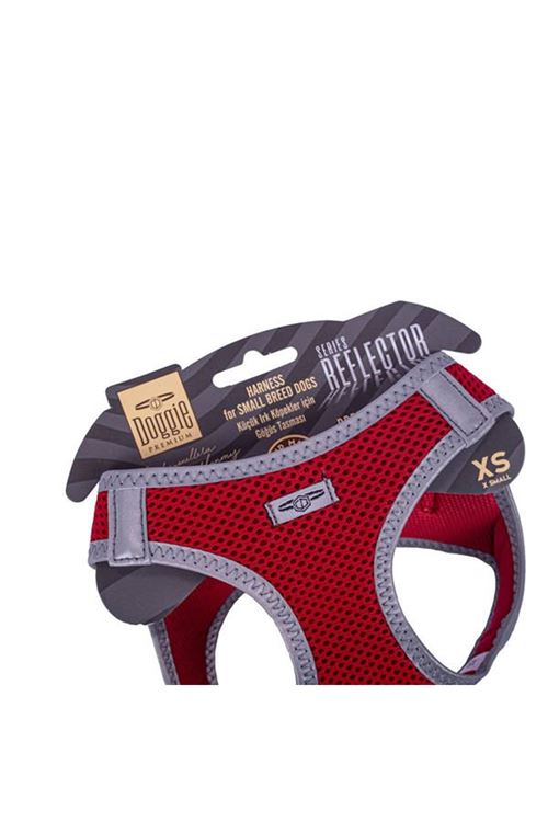 Doggie Havalı Dokuma Reflektör Küçük Irk Köpek Göğüs Tasması Xsmall Kırmızı 30-34 Cm
