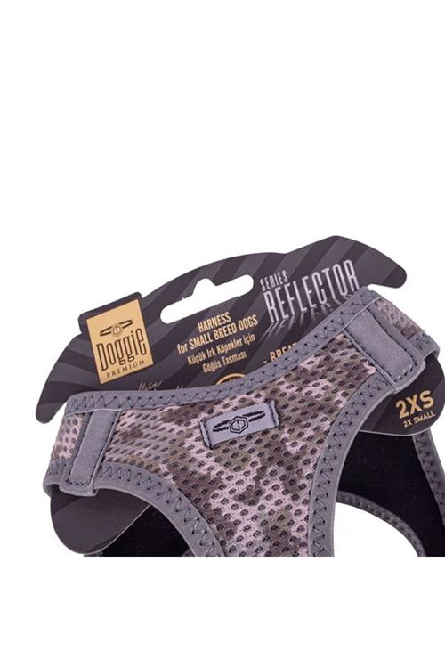 Doggie Havalı Dokuma Reflektör Küçük Irk Köpek Göğüs Tasması Xxsmall Kamuflaj26-30 Cm