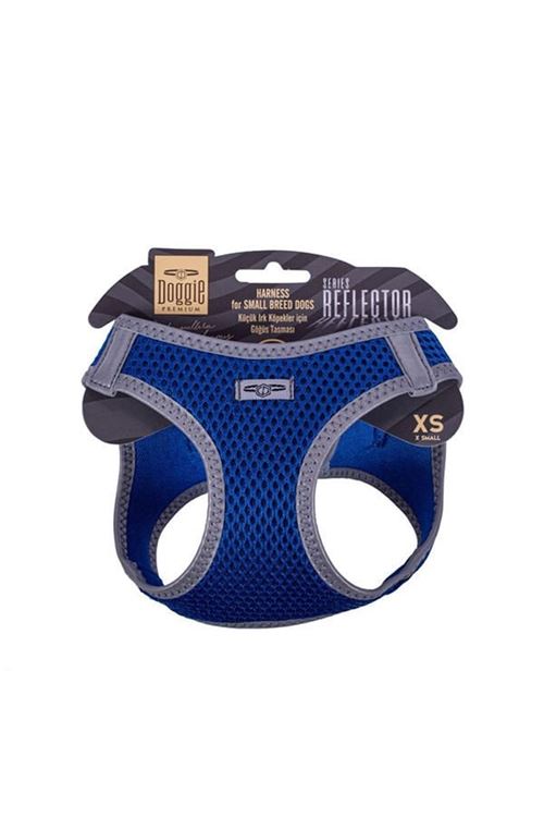 Doggie Havalı Dokuma Reflektör Küçük Irk Köpek Göğüs Tasması Xsmall Mavi 30-34 Cm