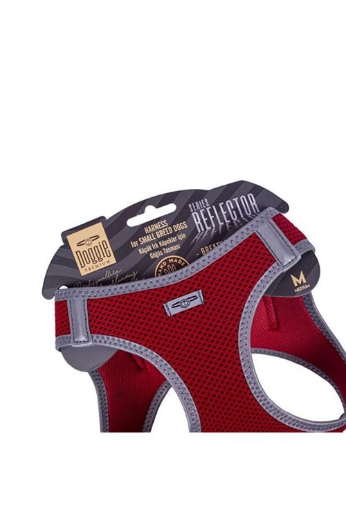 Doggie Havalı Dokuma Reflektör Küçük Irk Köpek Göğüs Tasması Medium Kırmızı 38-44 Cm
