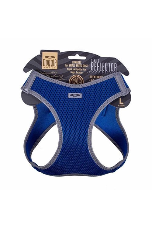 Doggie Havalı Dokuma Reflektör Küçük Irk Köpek Göğüs Tasması Large Mavi 42-48 Cm