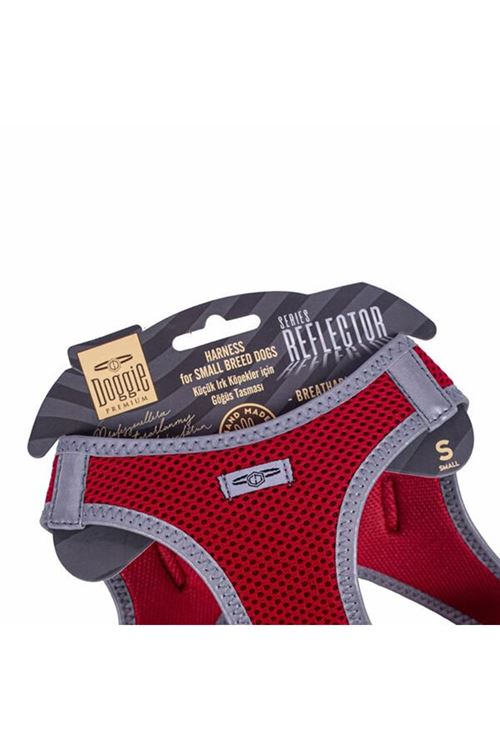 Doggie Havalı Dokuma Reflektör Küçük Irk Köpek Göğüs Tasması Small Kırmızı 32-38 Cm