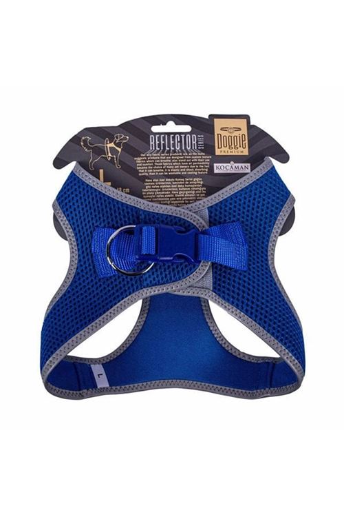 Doggie Havalı Dokuma Reflektör Küçük Irk Köpek Göğüs Tasması Large Mavi 42-48 Cm