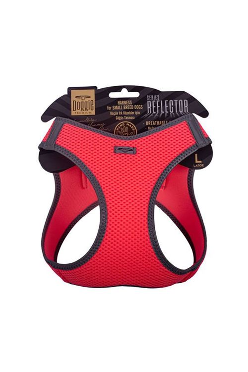 Doggie Havalı Dokuma Reflektör Küçük Irk Köpek Göğüs Tasması Large Pembe 42-48 Cm