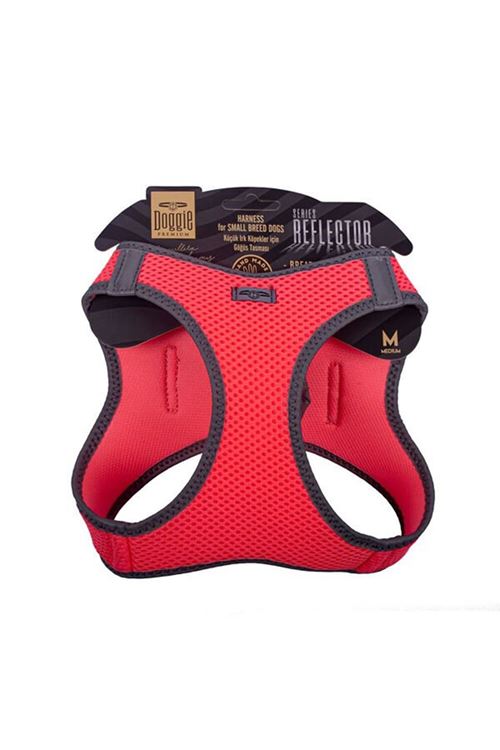 Doggie Havalı Dokuma Reflektör Küçük Irk Köpek Göğüs Tasması Medium Pembe 38-44 Cm
