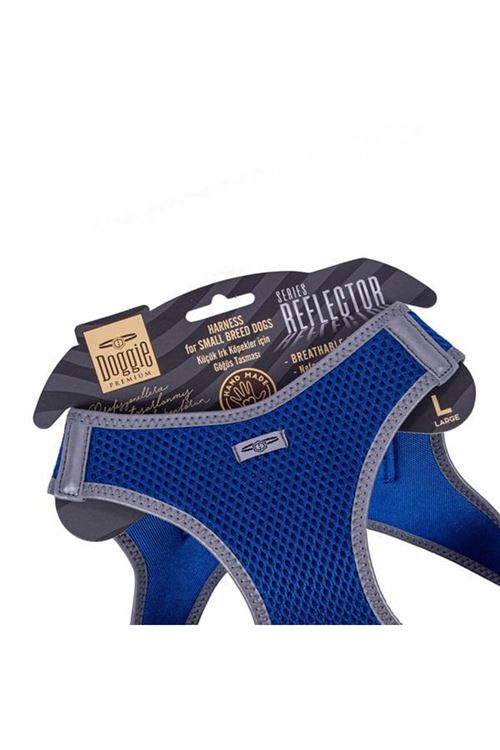 Doggie Havalı Dokuma Reflektör Küçük Irk Köpek Göğüs Tasması Large Mavi 42-48 Cm