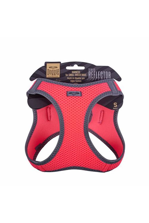 Doggie Havalı Dokuma Reflektör Küçük Irk Köpek Göğüs Tasması Small Pembe 32-38 Cm