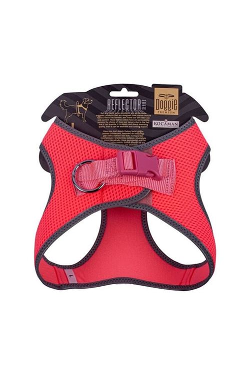 Doggie Havalı Dokuma Reflektör Küçük Irk Köpek Göğüs Tasması Large Pembe 42-48 Cm