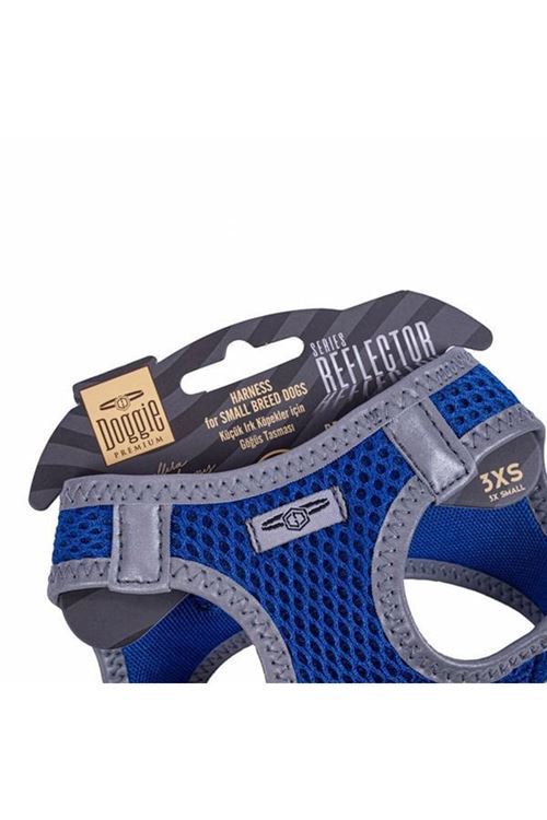 Doggie Havalı Dokuma Reflektör Küçük Irk Köpek Göğüs Tasması Xxxsmall Mavi 22-26 Cm