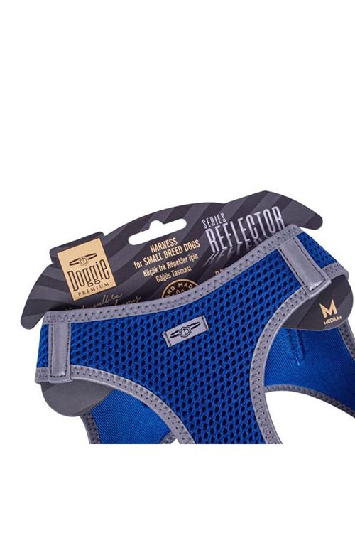 Doggie Havalı Dokuma Reflektör Küçük Irk Köpek Göğüs Tasması Medium Mavi 38-44 Cm