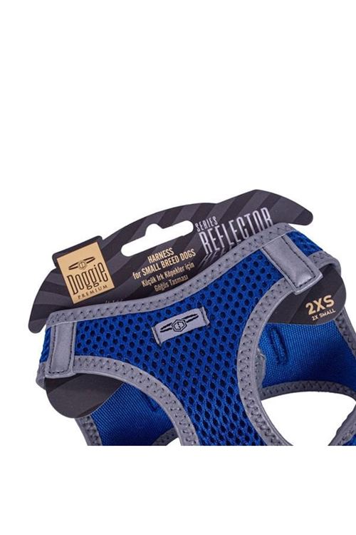 Doggie Havalı Dokuma Reflektör Küçük Irk Köpek Göğüs Tasması Xxsmall Mavi 26-30 Cm