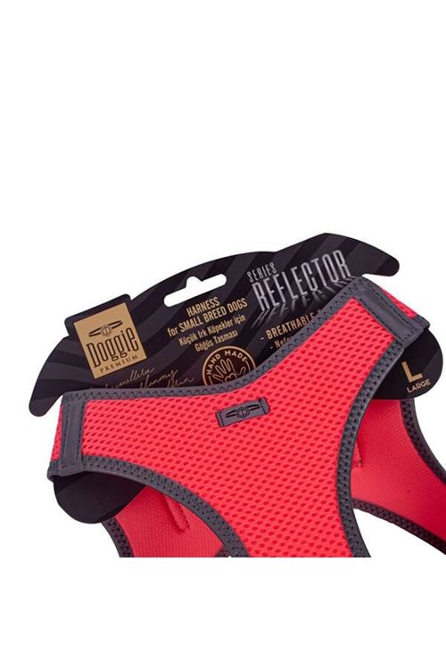 Doggie Havalı Dokuma Reflektör Küçük Irk Köpek Göğüs Tasması Large Pembe 42-48 Cm